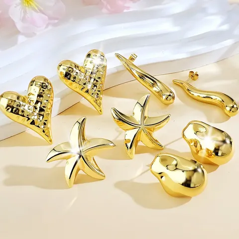 Europe and the United States Stainless Steel Earrings Exaggerated Irregular Earrings - view 3
