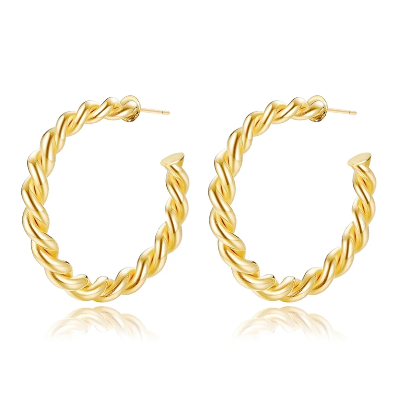 Europe and the United States Stainless Steel Earrings Gold-plated C-shaped Twist made by BlueOne Jewelry