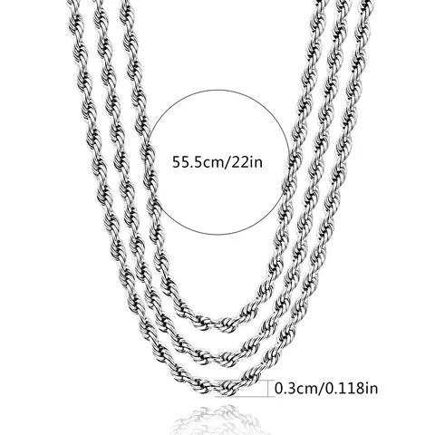 Europe and the United States Stainless Steel Twist Chain Men’s Necklaces - view 3