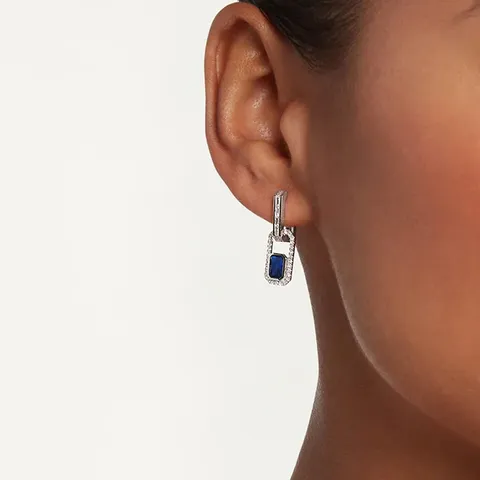 Europe and the United States Style Flat Rectangular Blue Zircon Earrings - view 2