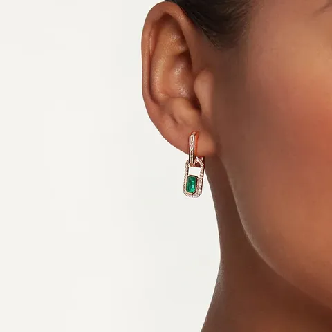 Europe and the United States Style Flat Rectangular Green Zirconia Earrings - view 2