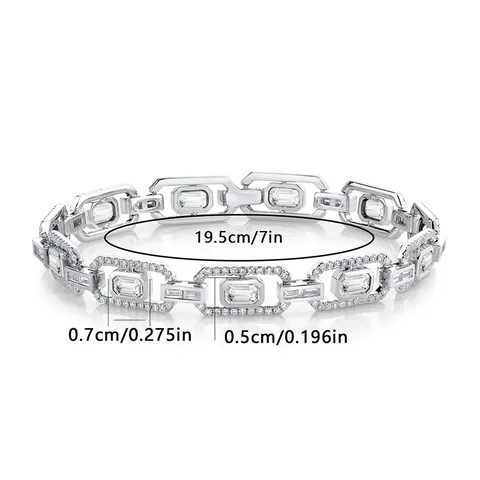 Europe and the United States Style Flat Rectangular Zircon Bracelet Simple - view 3