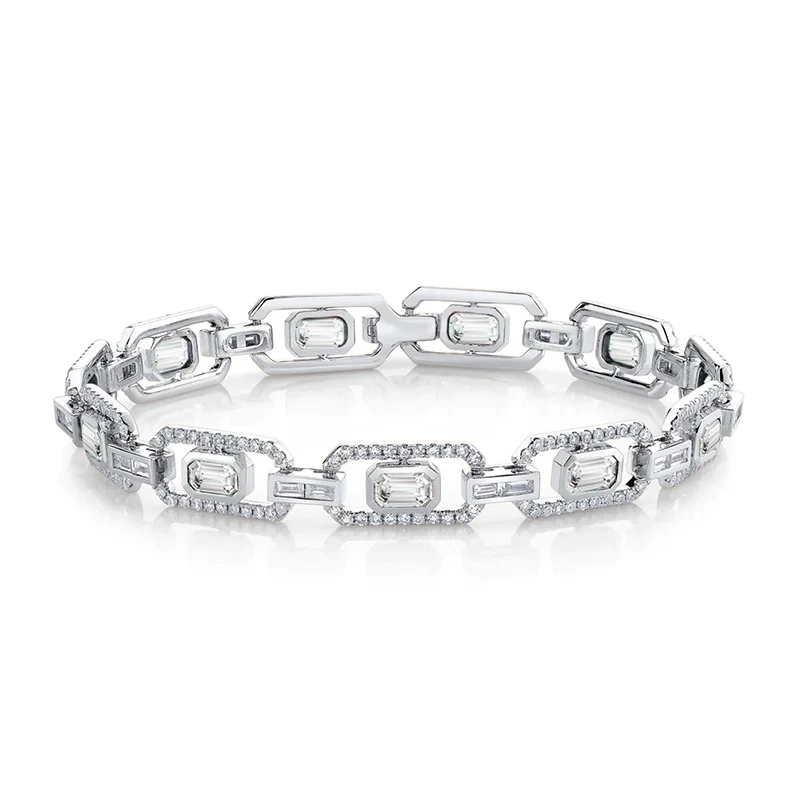 Europe and the United States Style Flat Rectangular Zircon Bracelet Simple made by BlueOne Jewelry