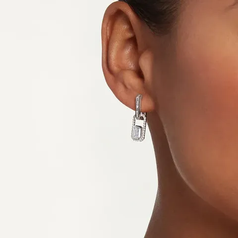 Europe and the United States Style Flat Rectangular Zircon Earrings Simple - view 2