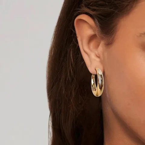 Europe and the United States Temperament Simple O-shaped Gradient Line Diameter Stud Earrings in 18K Gold Plated - view 2