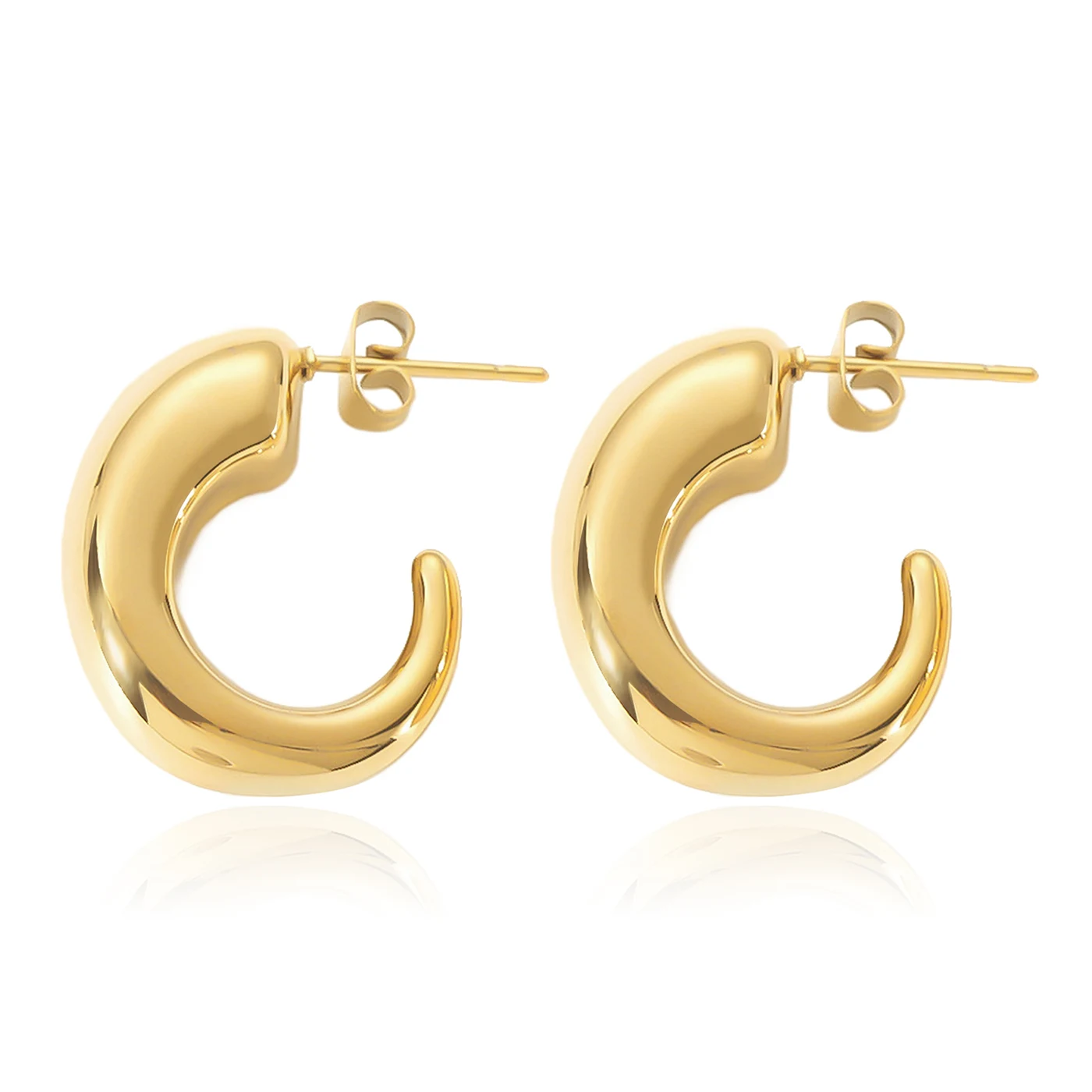 Europe and the United States Temperament Simple O-shaped Gradient Line Diameter Stud Earrings made by BlueOne Jewelry