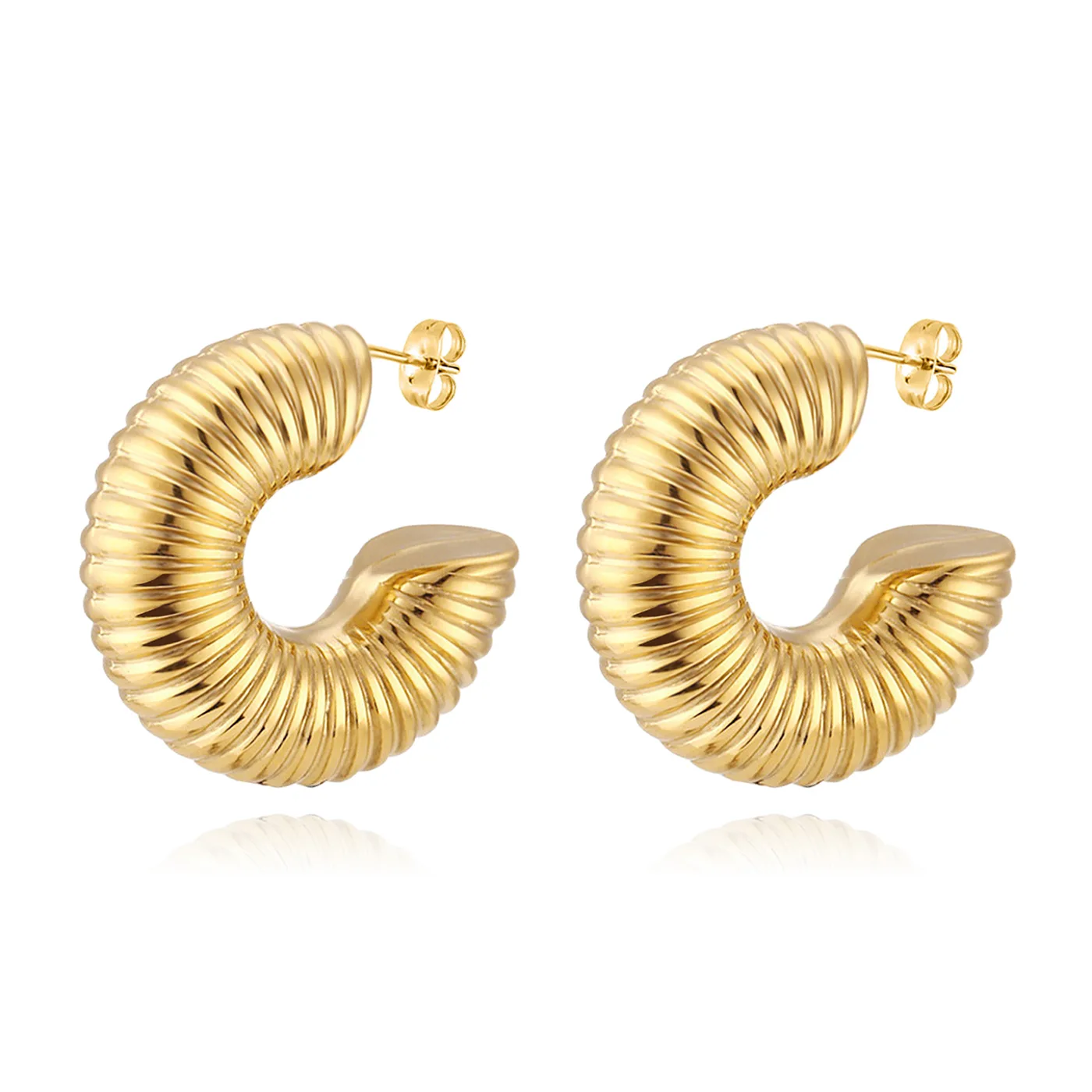 Europe and the United States Wind Gold Circle Earrings Female Large made by BlueOne Jewelry