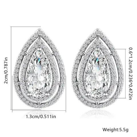Europe and the United States Wind Micro-set Zirconia Drop-shaped Earrings Temperament - view 3