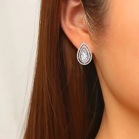 Europe and the United States Wind Micro-set Zirconia Drop-shaped Earrings Temperament - view 2