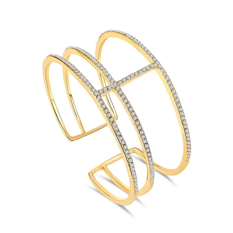 Cubic Zirconia Europe and the United States Wind Simple Atmosphere High-grade Micro-encrusted Zirconia Charm Bracelet - Plated Brass jewelry made by BlueOne Jewelry