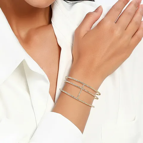 Cubic Zirconia Europe and the United States Wind Simple Atmosphere High-grade Micro-encrusted Zirconia Charm Bracelet - view 2