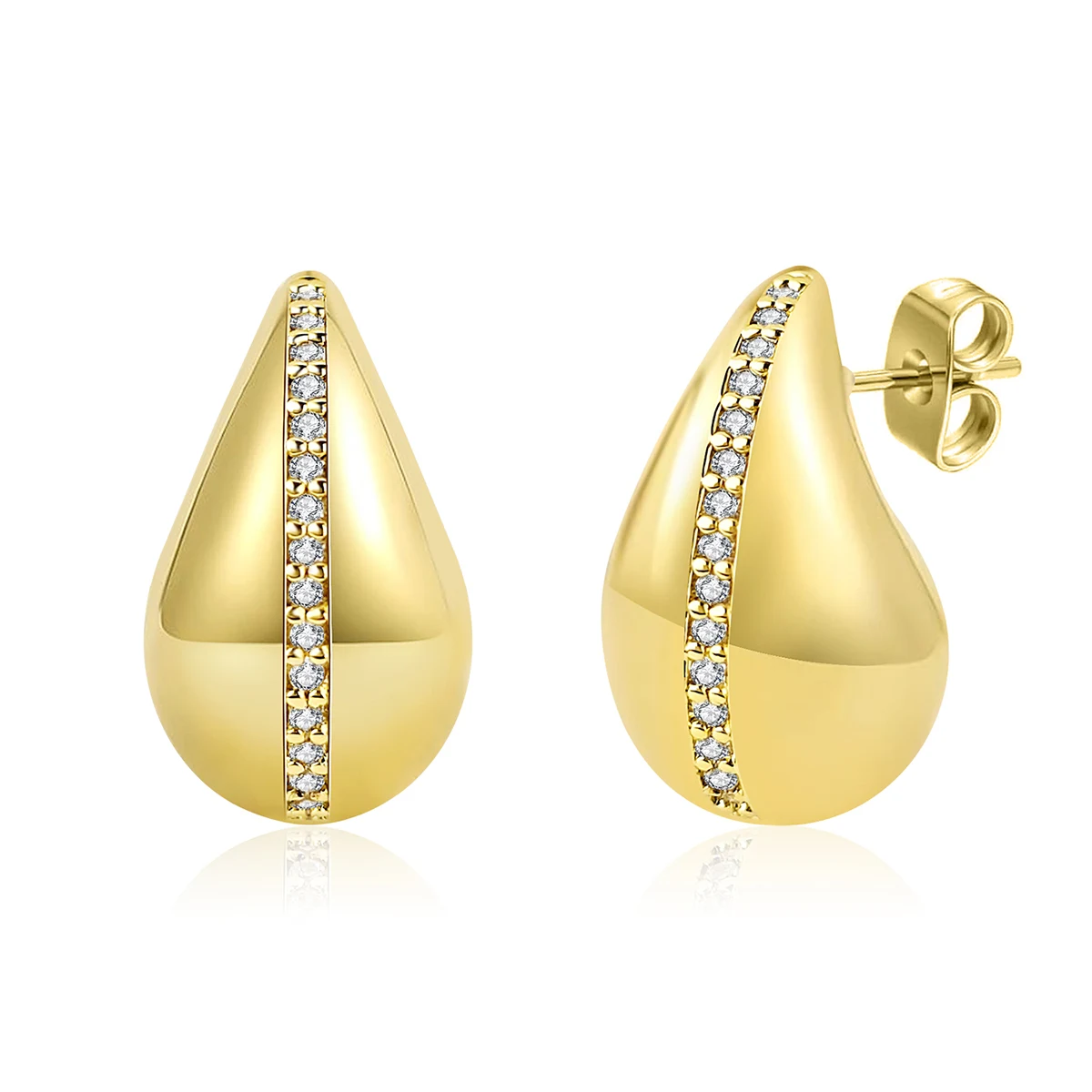 European & American Diamond-studded Teardrop Earrings Steel Studs Arrivals Creative Luxurious made by BlueOne Jewelry