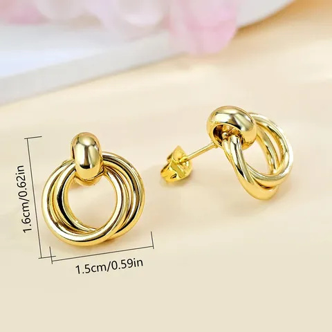 European & American Earrings Fashion-forward Design: Metallic Retro Statement Studs Versatile - view 3