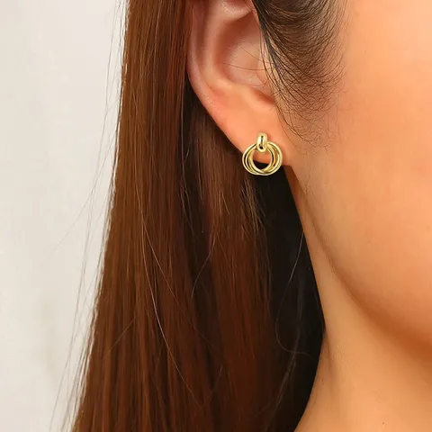 European & American Earrings Fashion-forward Design: Metallic Retro Statement Studs Versatile - view 2