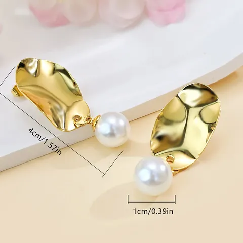 European & American Pearl Earrings Stainless Steel Plated Twisted Pearl Stud - view 3