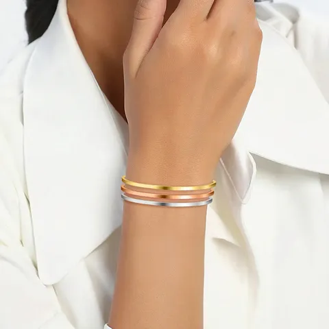 European & American Fashion Minimalist Luxury Statement Bracelet for Women Titanium Bangle - view 2