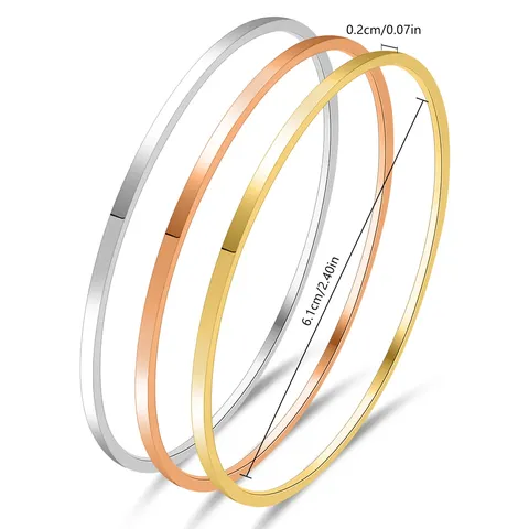 European & American Fashion Minimalist Luxury Statement Bracelet for Women Titanium Bangle - view 3
