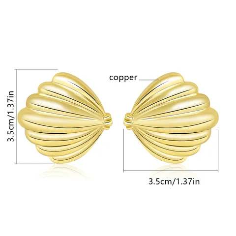 European & American Fashion Minimalist Niche Stainless Steel Striped Thread Stud Earrings - view 3