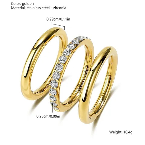European & American Fashion Niche & Unique Hand Jewelry Stainless Steel Stacking Ring Set - view 3