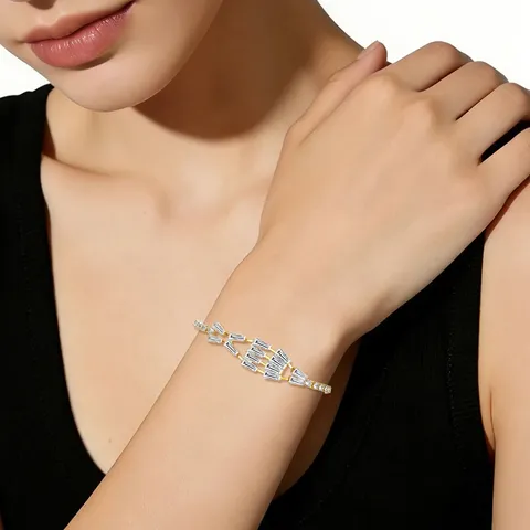European & American Geometric Zircon Bracelet Minimalist Bridal Bracelet Banquet - view 2