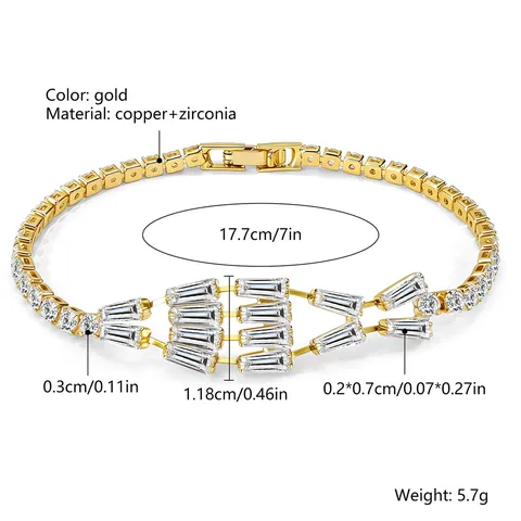 European & American Geometric Zircon Bracelet Minimalist Bridal Bracelet Banquet - view 3