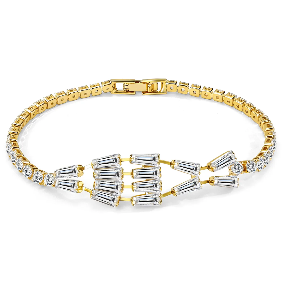 European & American Geometric Zircon Bracelet Minimalist Bridal Bracelet Banquet made by BlueOne Jewelry
