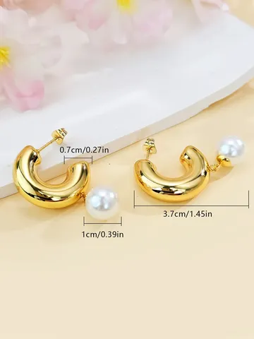 European & American Instagram-inspired Fashion Niche Luxury Pearl Earrings Stainless Steel - view 3