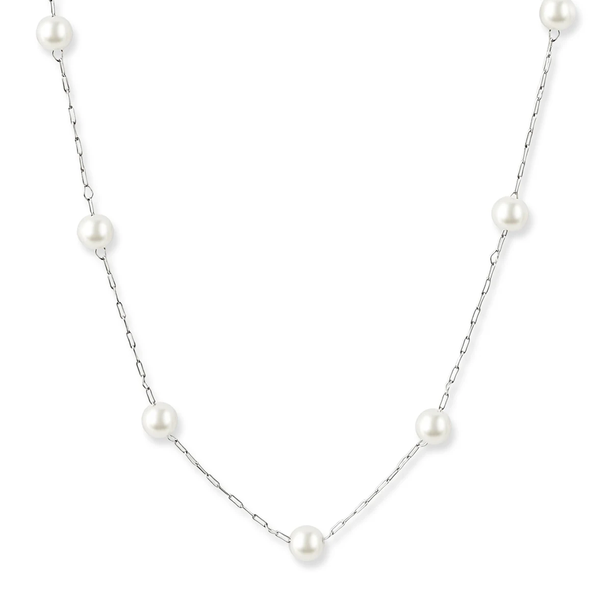 European and American Stainless Steel White Imitation Pearl Necklace made by BlueOne Jewelry
