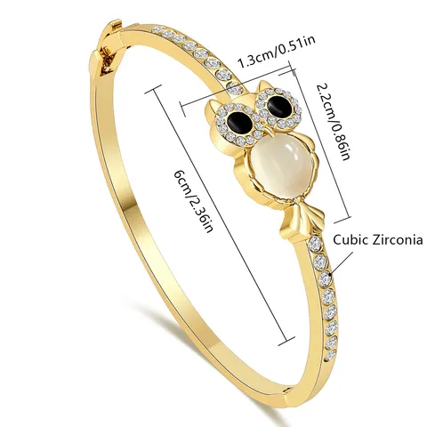 European and American Fashionable and Simple Micro-inlaid Zircon Owl Bracelet and - view 3