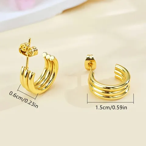 European and American Instagram-inspired Stainless Steel Stud Earrings C-shaped Hoop Earrings - view 3