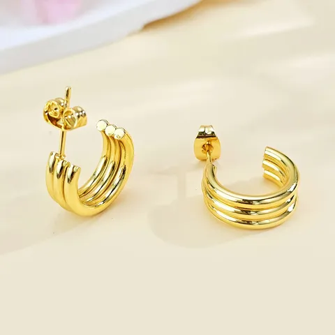 European and American Instagram-inspired Stainless Steel Stud Earrings C-shaped Hoop Earrings - Stainless Steel jewelry made by BlueOne Jewelry