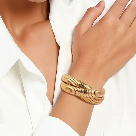 Plated Brass Exaggerated Versatile Punk Style Three-layer Bracelet Female Europe and the United - view 2