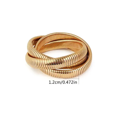 Plated Brass Exaggerated Versatile Punk Style Three-layer Bracelet Female Europe and the United - view 3