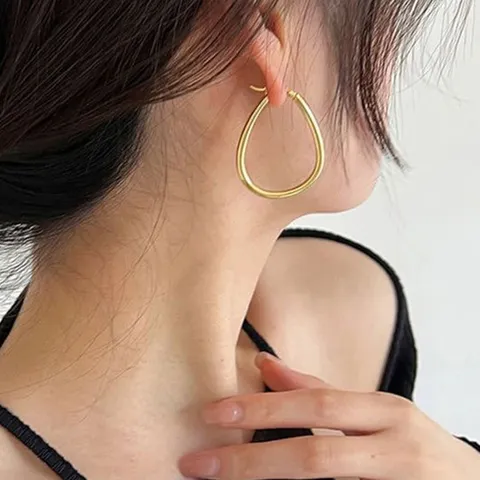 Of K Gold-plated Smooth Round Oval Fashion Europe and the United Earrings - view 2