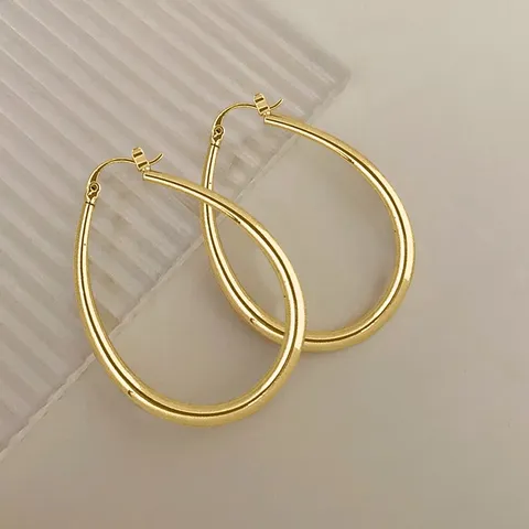 Of K Gold-plated Smooth Round Oval Fashion Europe and the United Earrings - view 3