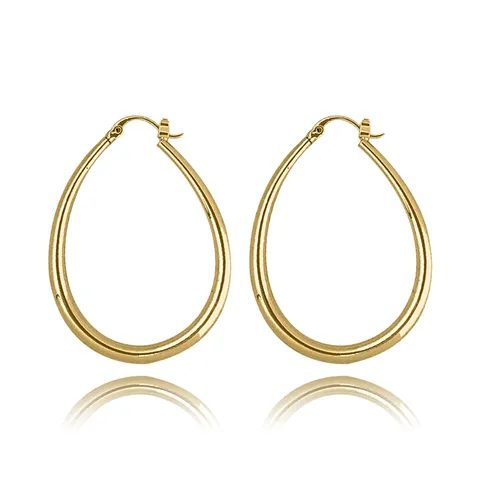 Of K Gold-plated Smooth Round Oval Fashion Europe and the United Earrings - Plated Brass jewelry made by BlueOne Jewelry