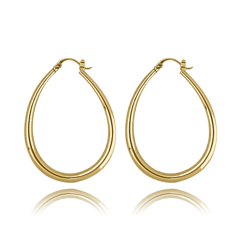 Of K Gold-plated Smooth Round Oval Fashion Europe and the United Earrings made by BlueOne Jewelry