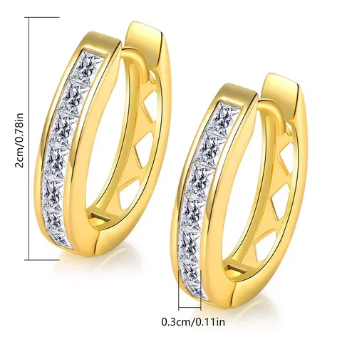 Fashion Cubic Zircon Earrings Women Simple Temperament Circle Earrings Niche Design - view 3