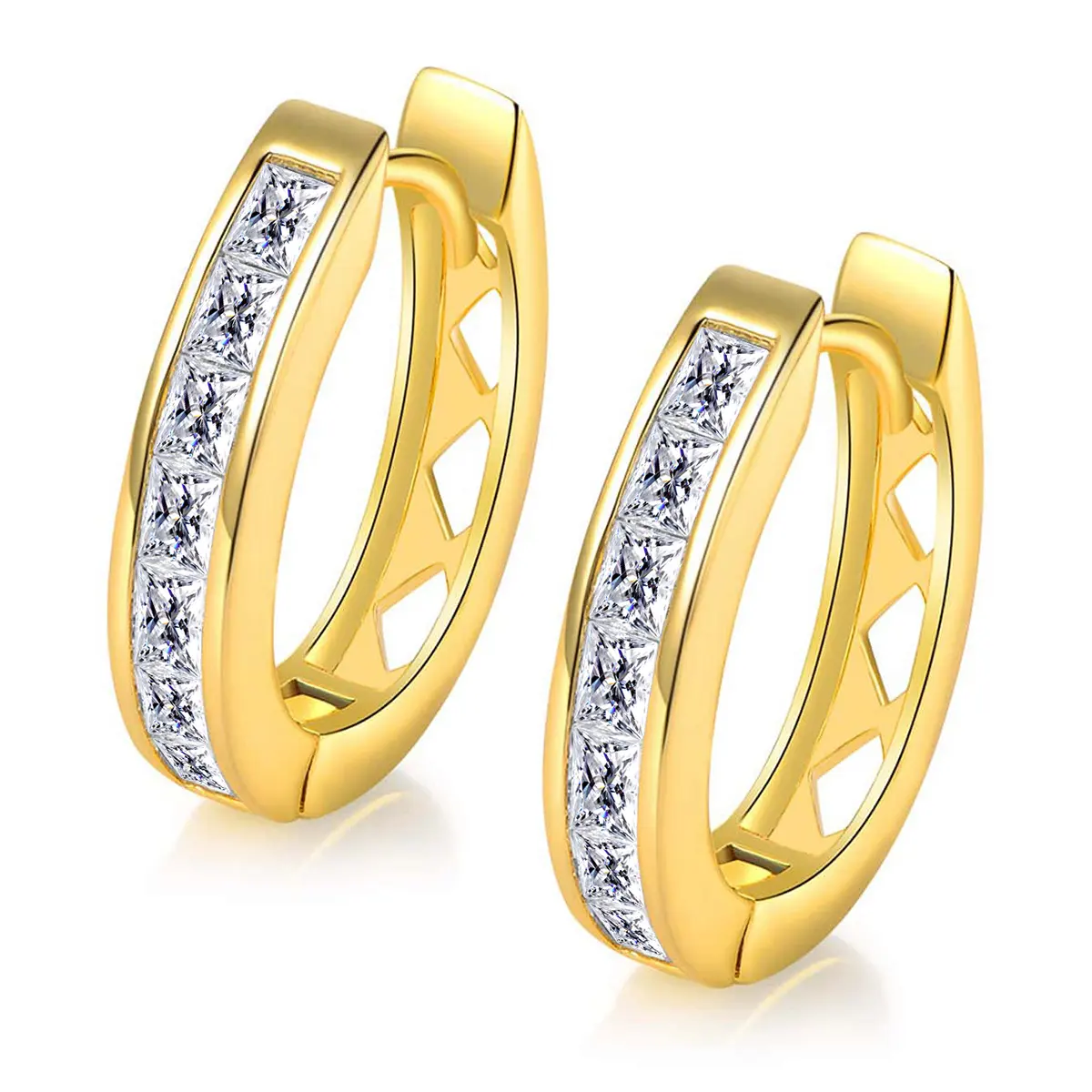 Fashion Cubic Zircon Earrings Women Simple Temperament Circle Earrings Niche Design made by BlueOne Jewelry