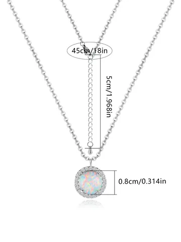 Fashion Elegant Series Opal Necklace Adjustable Chain 8mm Opal Pendant Necklace - view 3