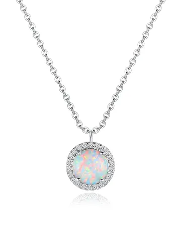 Fashion Elegant Series Opal Necklace Adjustable Chain 8mm Opal Pendant Necklace - Plated Brass jewelry made by BlueOne Jewelry