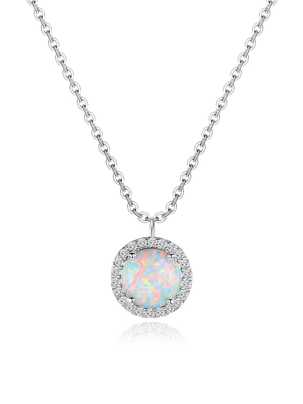Fashion Elegant Series Opal Necklace Adjustable Chain 8mm Opal Pendant Necklace made by BlueOne Jewelry