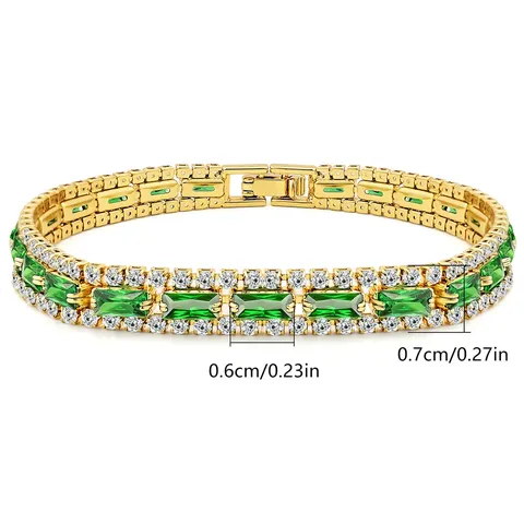 Fashion European and American Green Zirconia Tennis Ball Chain Bracelet Men - view 3