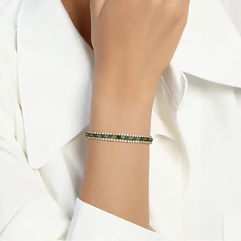 Fashion European and American Green Zirconia Tennis Ball Chain Bracelet Men - view 2