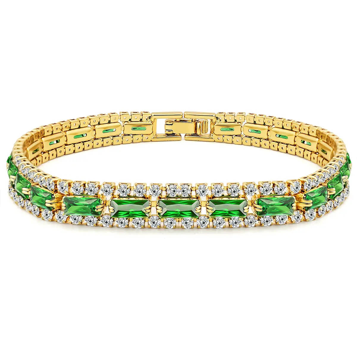 Fashion European and American Green Zirconia Tennis Ball Chain Bracelet Men made by BlueOne Jewelry