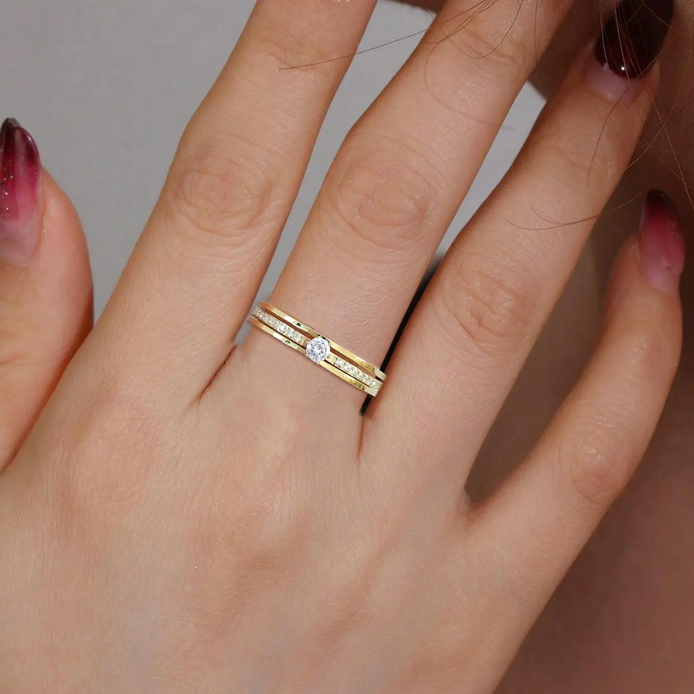 Fashion Models Full Star Ring Female Niche Design Couple Ring Full made by BlueOne Jewelry
