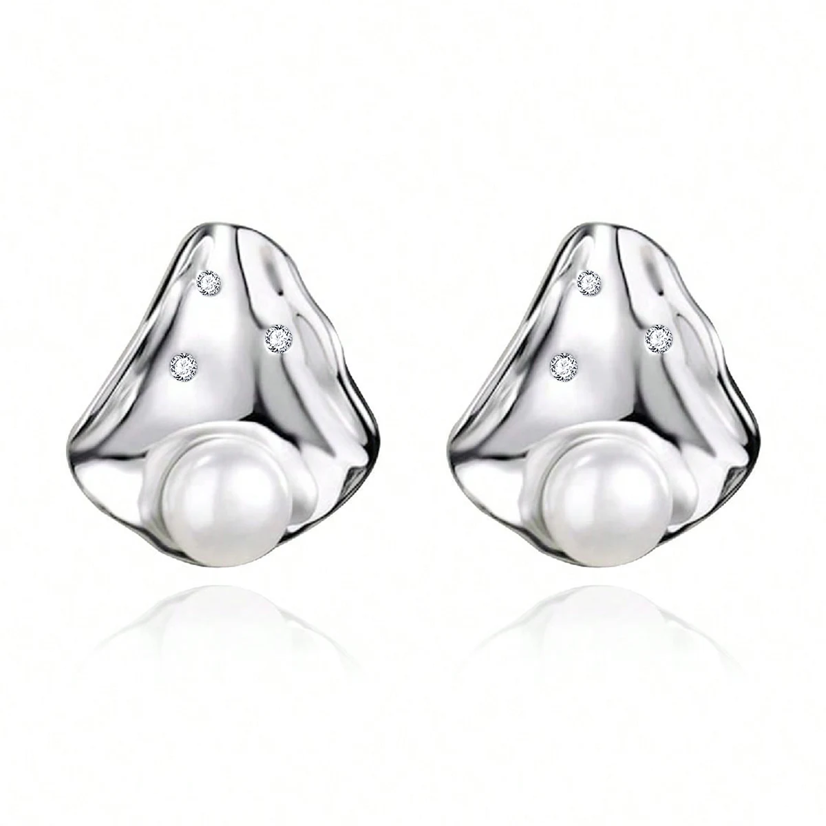 Fashion Irregular Simple Rhombus Pearl Earrings Temperament Hundreds of Design Sense made by BlueOne Jewelry