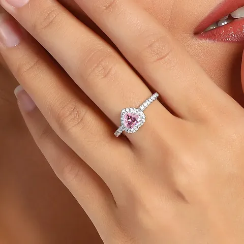 Fashion Japan and South Korea Ins Sweetheart Sweet Cool Pink Zirconia Ring - view 2