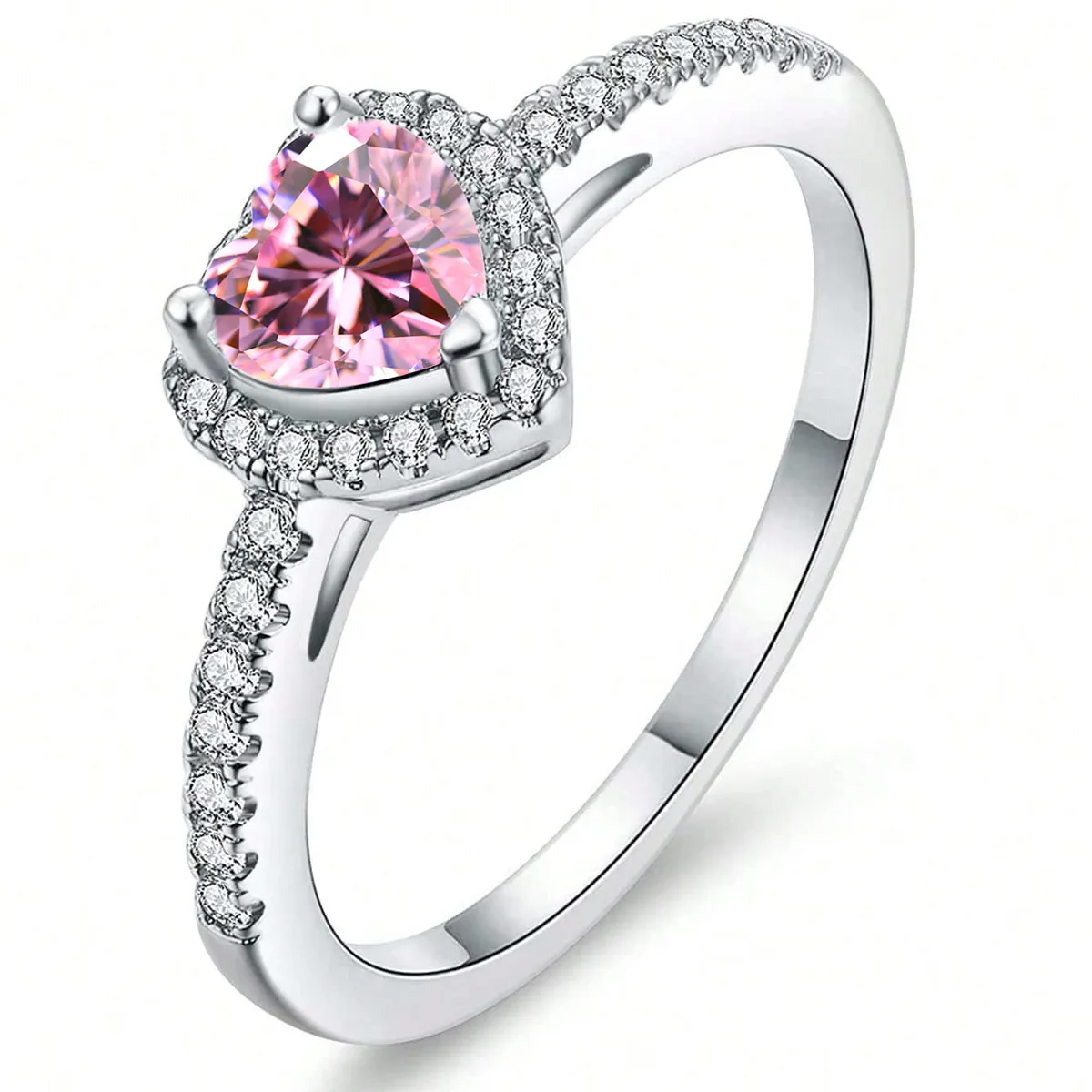 Fashion Japan and South Korea Ins Sweetheart Sweet Cool Pink Zirconia Ring made by BlueOne Jewelry