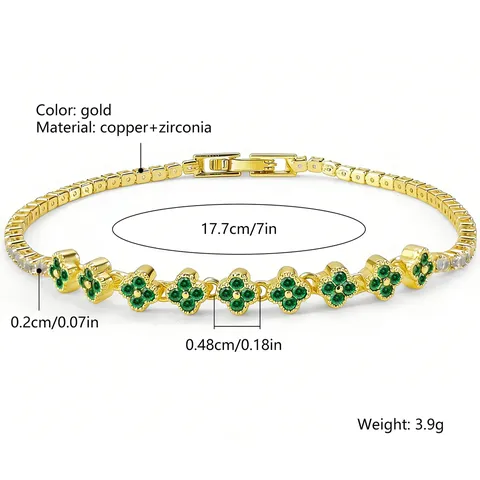Fashion Micro-pavé Four-leaf Clover Zircon Bracelet Luxury-inspired Niche Women’s Jewelry - view 3